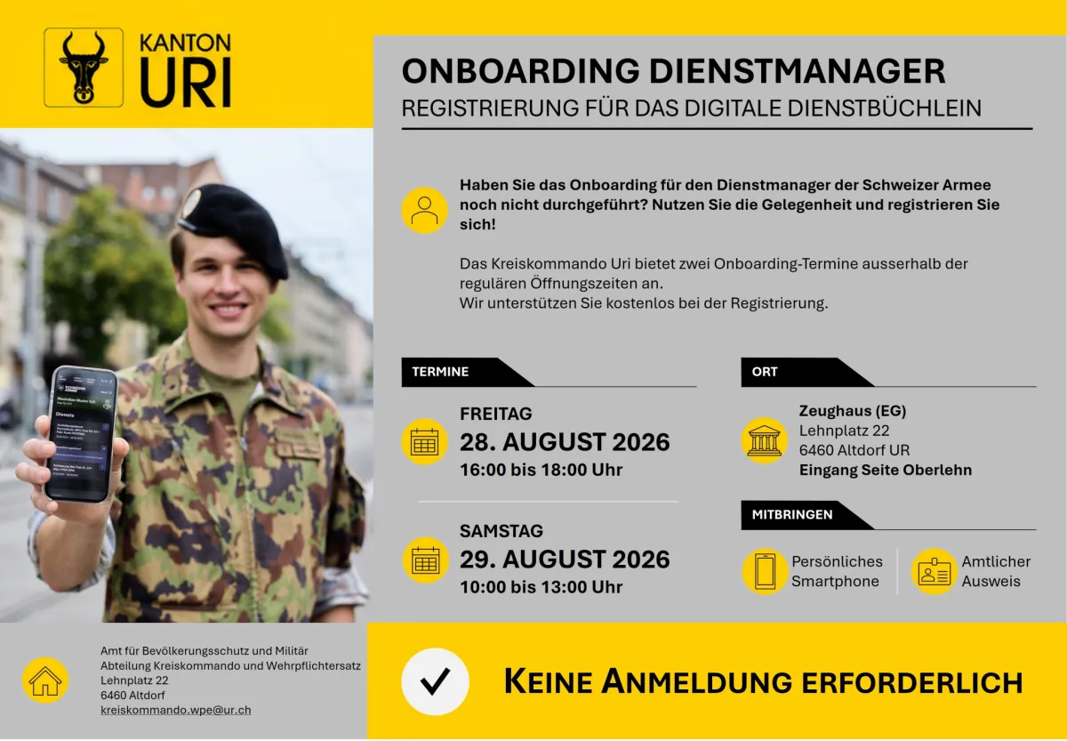 Onboarding-Termine digitales Dienstbüchlein